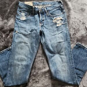 Mens Hollister distressed blue skinny jeans